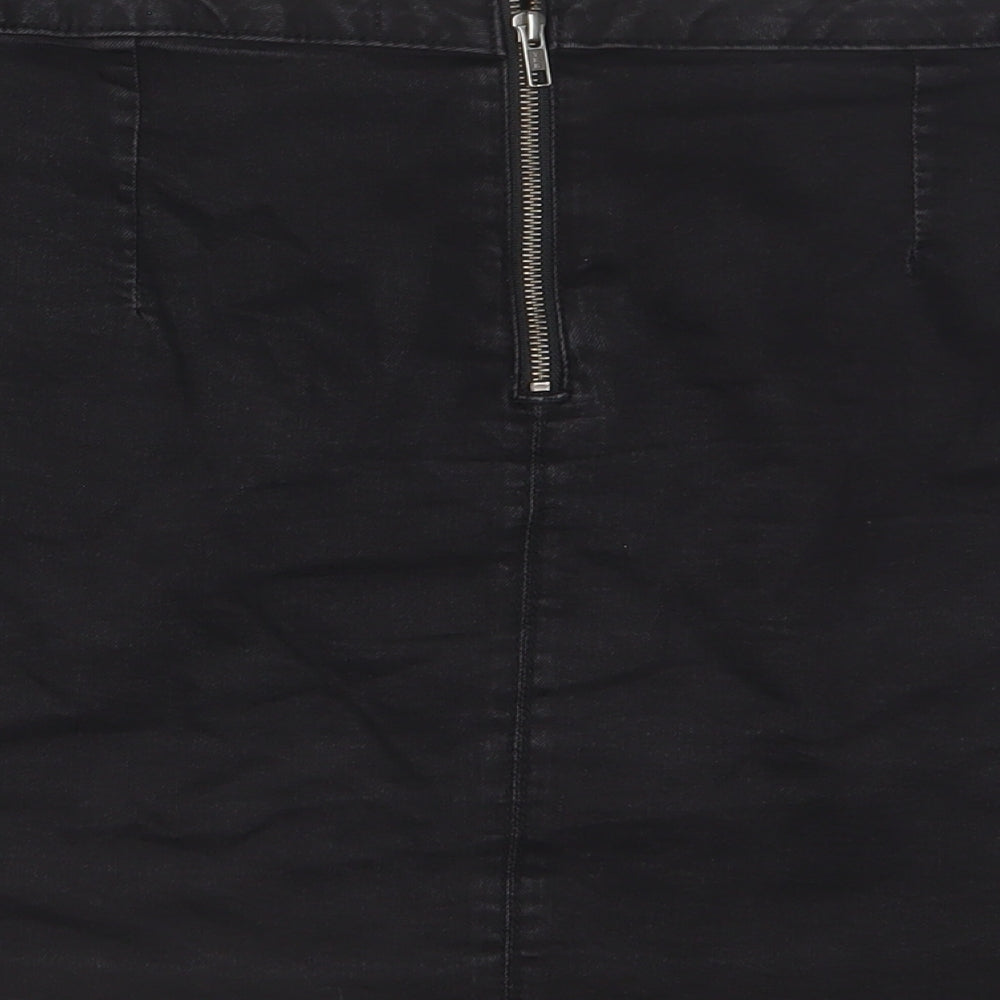 Dorothy Perkins Womens Grey Cotton A-Line Skirt Size 16 Zip