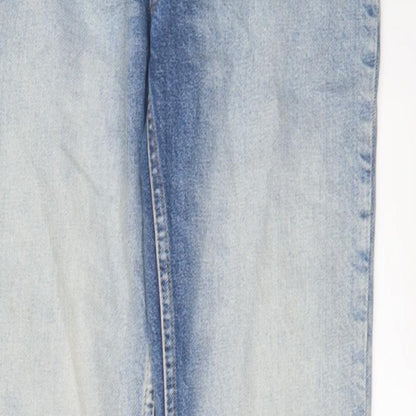 Zara Womens Blue Cotton Straight Jeans Size 4 L29 in Regular Button
