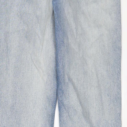 Zara Womens Blue Cotton Straight Jeans Size 4 L29 in Regular Button