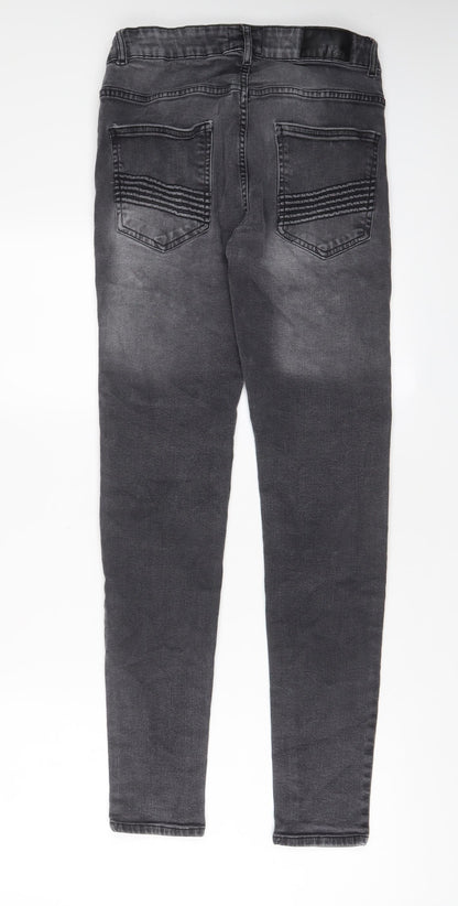 ZEENZO Mens Grey Cotton Skinny Jeans Size 32 in L30 in Regular Zip