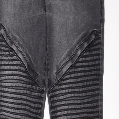 ZEENZO Mens Grey Cotton Skinny Jeans Size 32 in L30 in Regular Zip