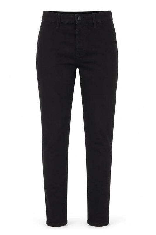 Front view of Denim & Co. women’s black cotton skinny jeans, size UK 6, 24-inch leg regular zip