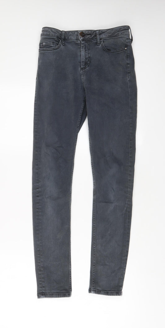 Topshop Womens Grey Cotton Skinny Jeans Size 26 in L32 in Regular Zip