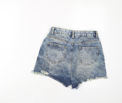 Denim & Co Womens Blue Cotton Basic Shorts Size 8 Regular Zip