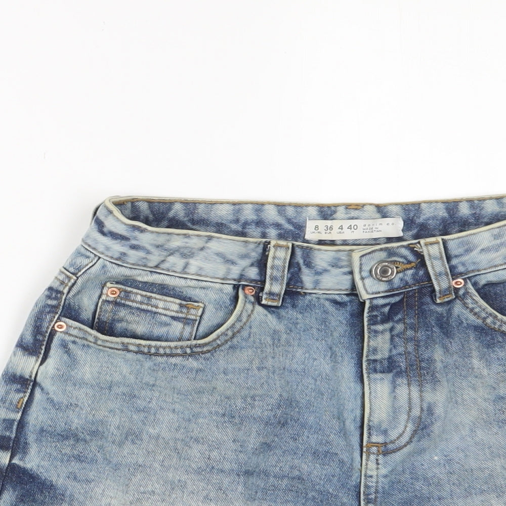 Denim & Co Womens Blue Cotton Basic Shorts Size 8 Regular Zip