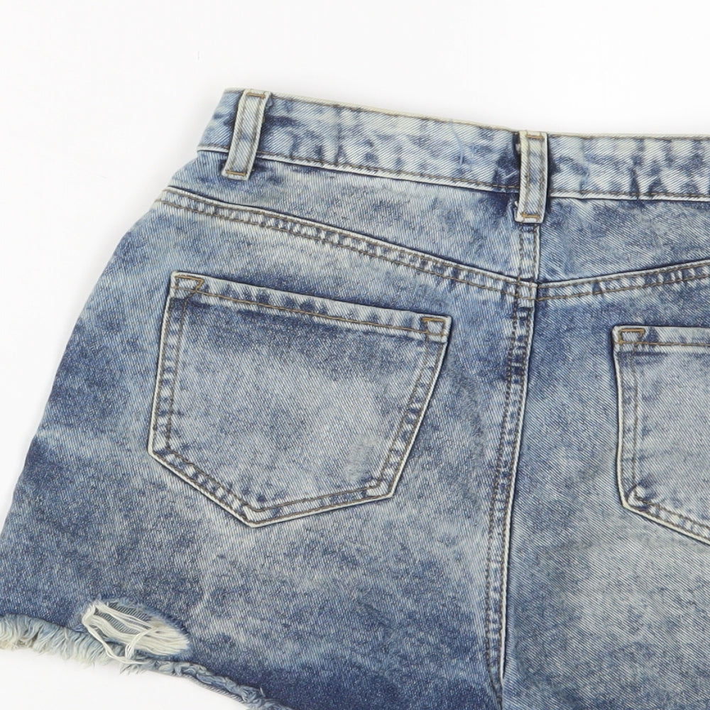 Denim & Co Womens Blue Cotton Basic Shorts Size 8 Regular Zip