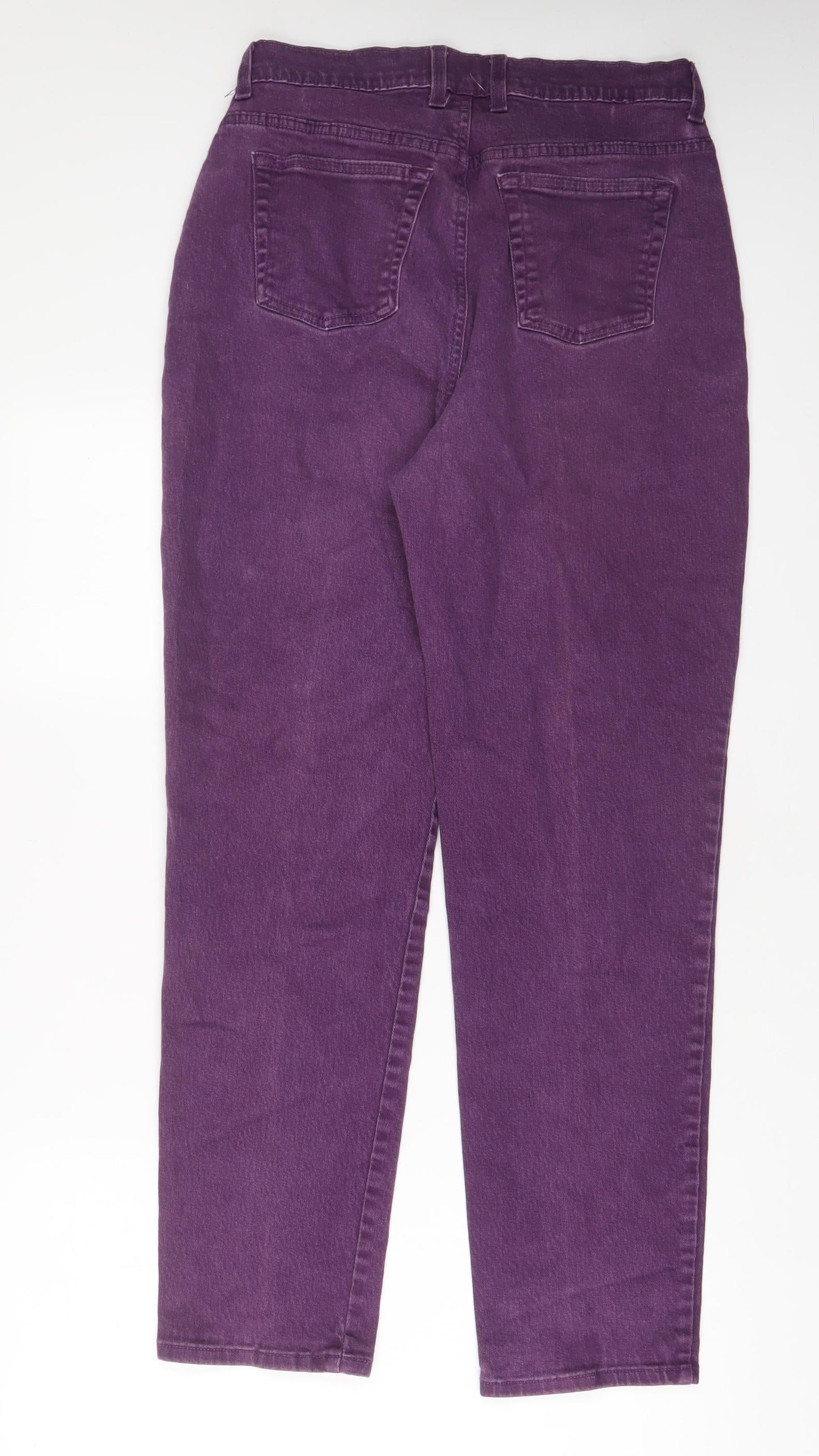 St. John's Bay Womens Purple Cotton Tapered Jeans Size 12 L29 in Regular Zip
