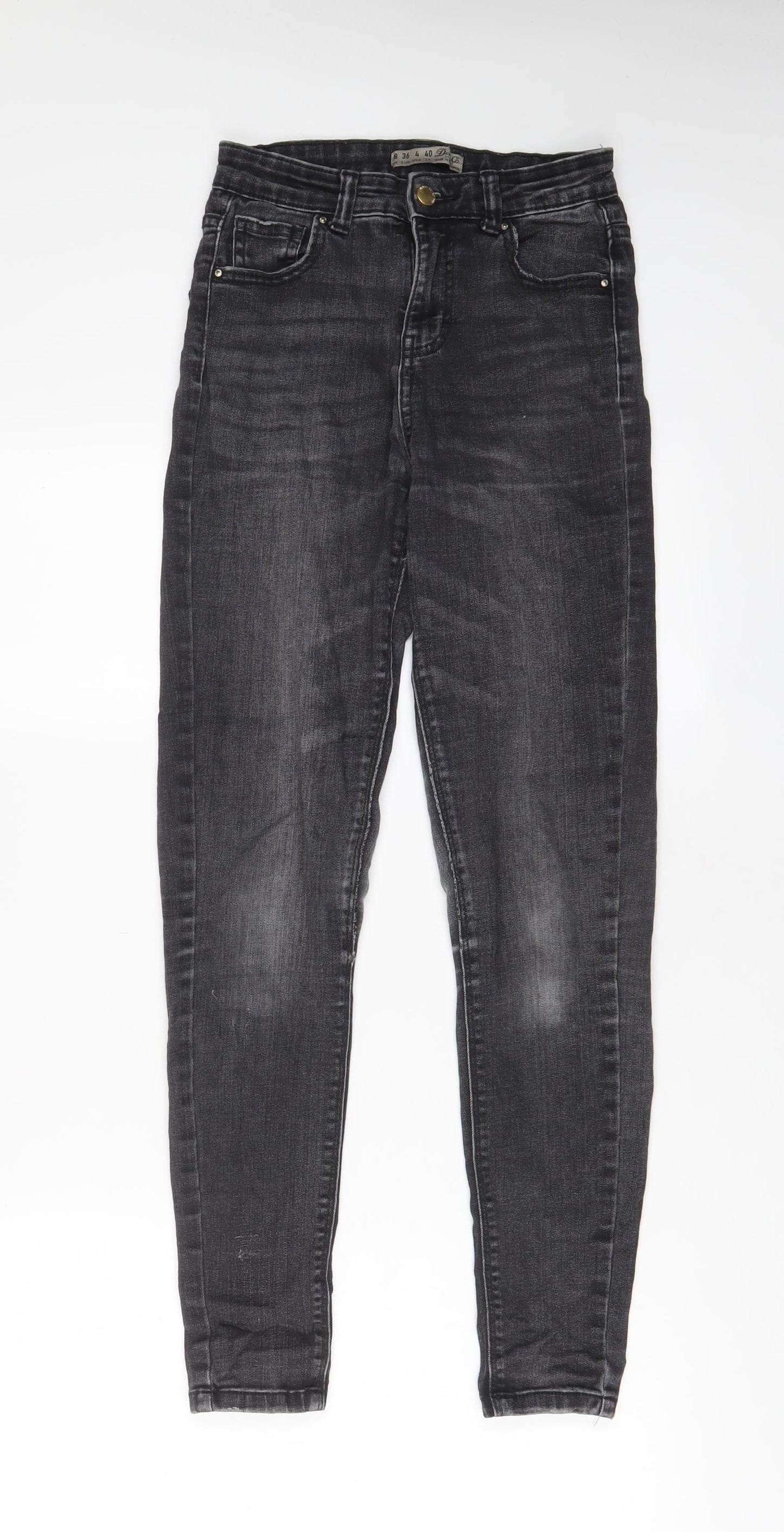 Denim & Co. Womens Grey Cotton Skinny Jeans Size 8 L28 in Regular Zip