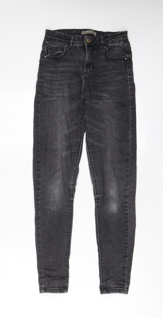 Denim & Co. Womens Grey Cotton Skinny Jeans Size 8 L28 in Regular Zip