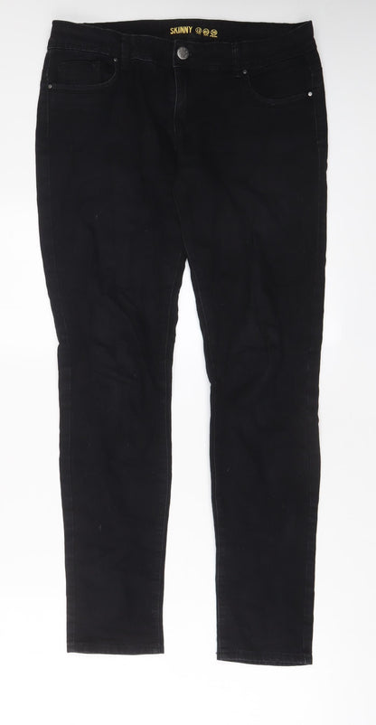 New Look Womens Black Cotton Skinny Jeans Size 12 L30 in Regular Zip