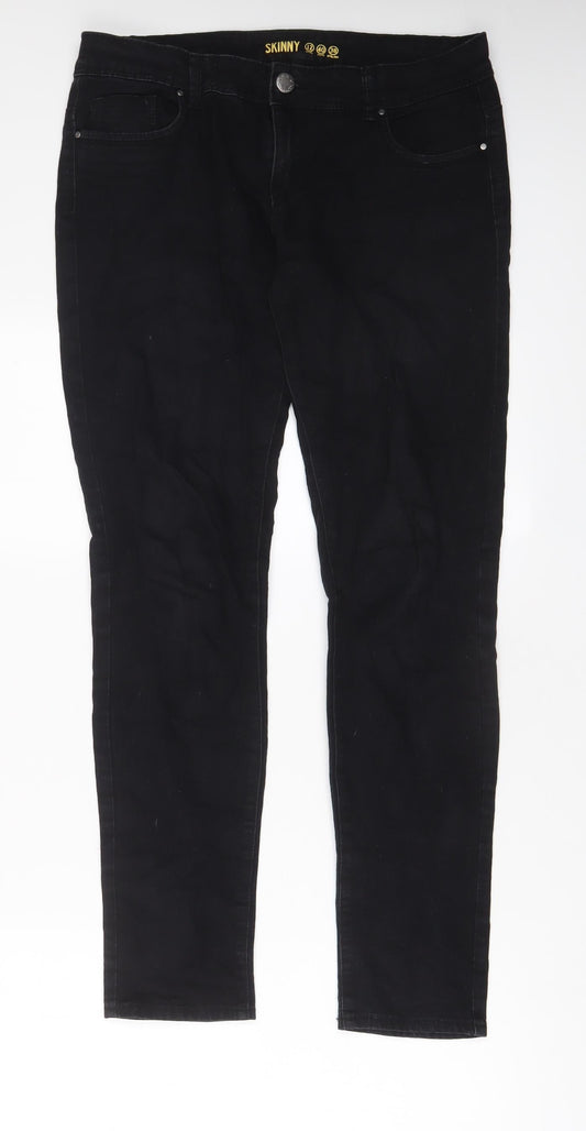 New Look Womens Black Cotton Skinny Jeans Size 12 L30 in Regular Zip