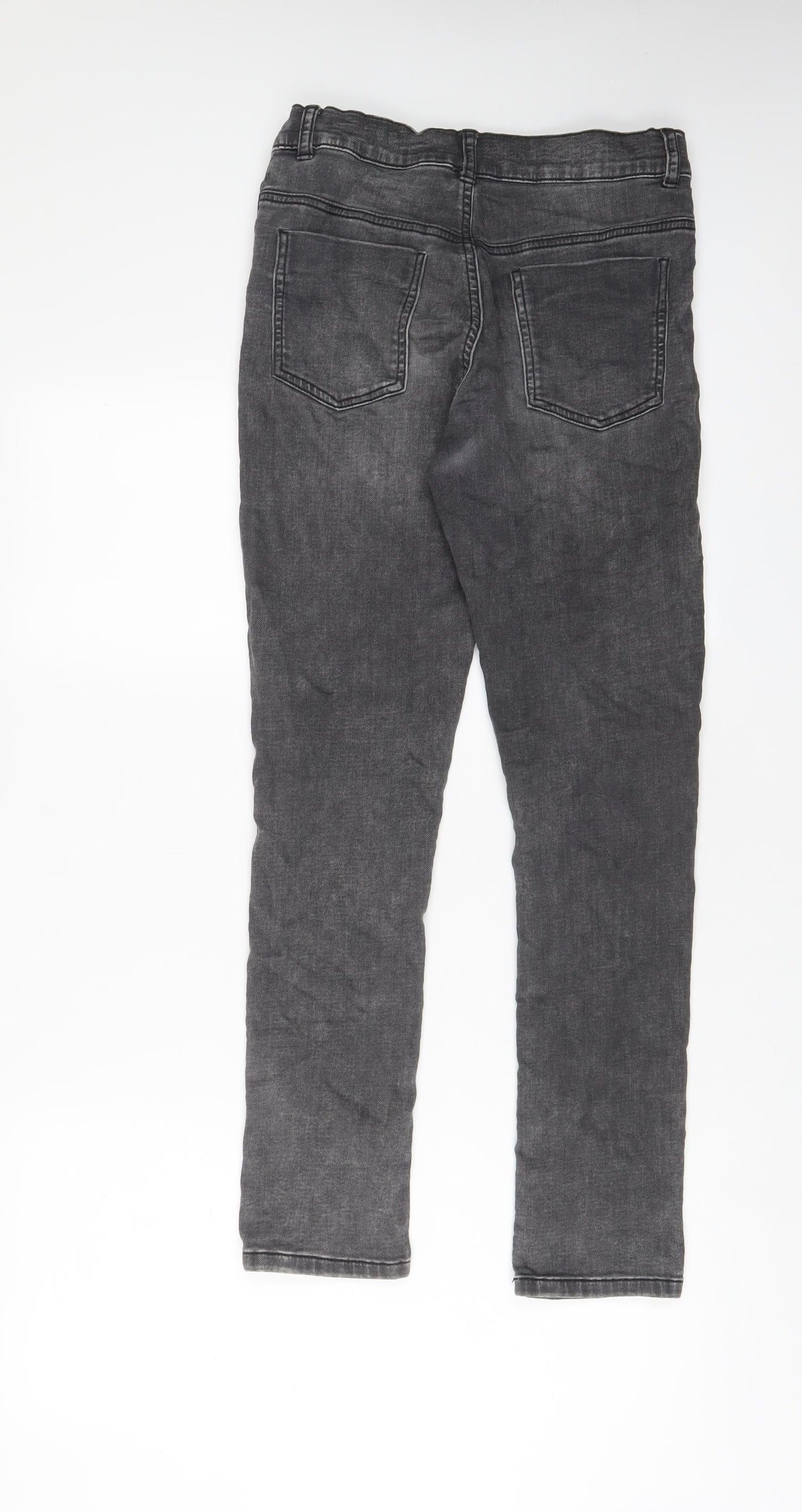 Marks and Spencer Girls Grey Cotton Skinny Jeans Size 12-13 Years L27 in Regular Zip