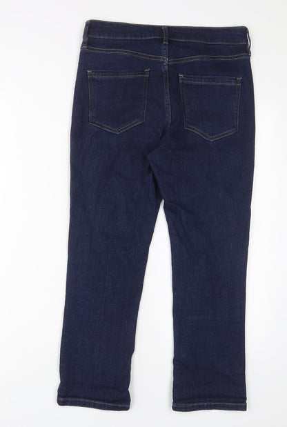 F&F Womens Blue Cotton Straight Jeans Size 10 L24 in Regular Zip