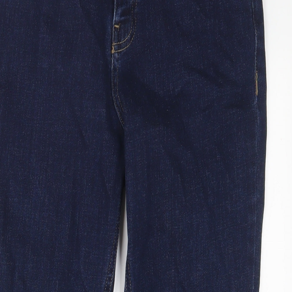 F&F Womens Blue Cotton Straight Jeans Size 10 L24 in Regular Zip