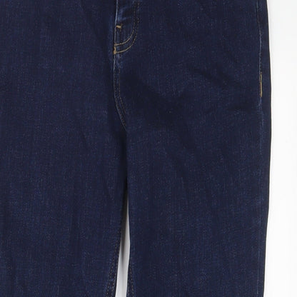 F&F Womens Blue Cotton Straight Jeans Size 10 L24 in Regular Zip