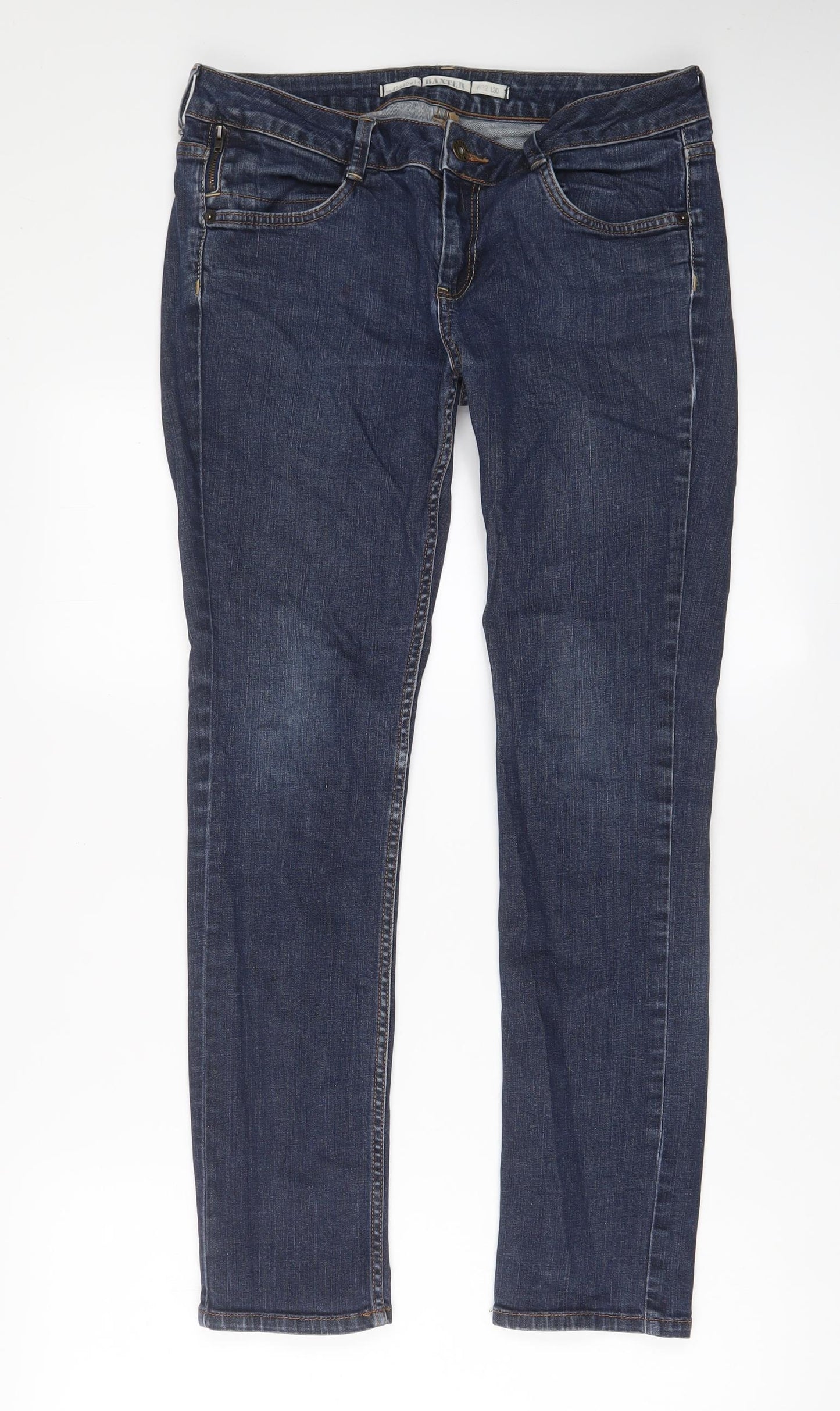 Topshop Womens Blue Cotton Skinny Jeans Size 32 in L30 in Regular Zip