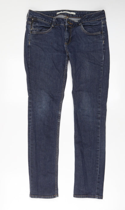 Topshop Womens Blue Cotton Skinny Jeans Size 32 in L30 in Regular Zip