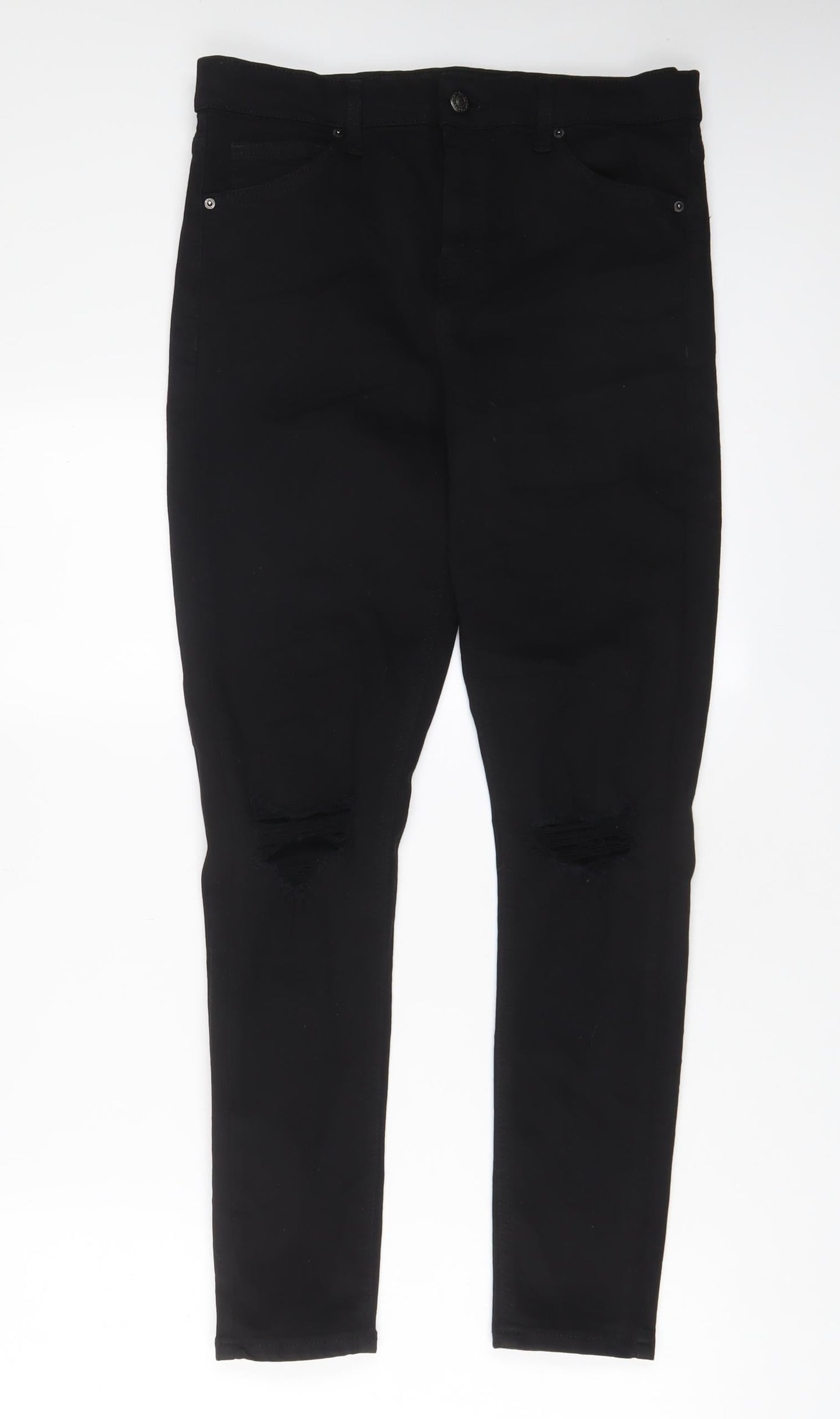 Topshop Womens Black Cotton Skinny Jeans Size 30 in L32 in Regular Zip