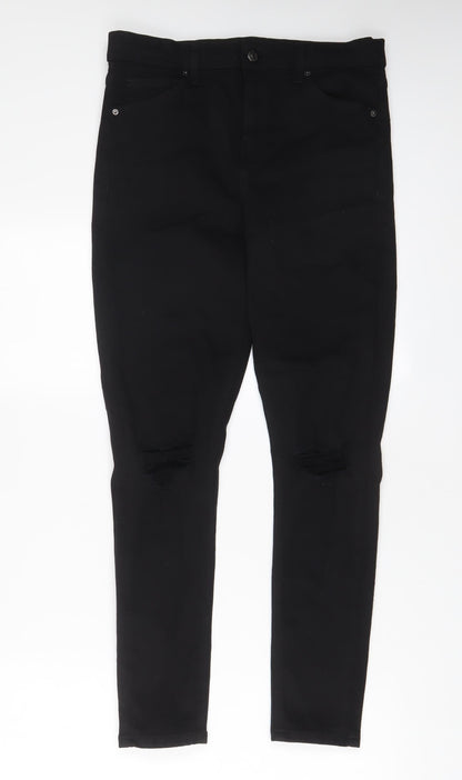 Topshop Womens Black Cotton Skinny Jeans Size 30 in L32 in Regular Zip
