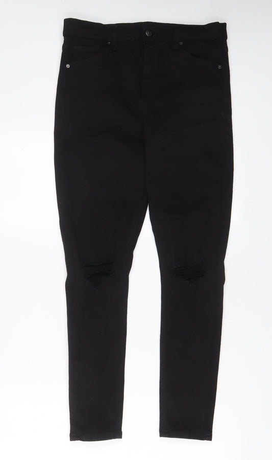 Topshop Womens Black Cotton Skinny Jeans Size 30 in L32 in Regular Zip