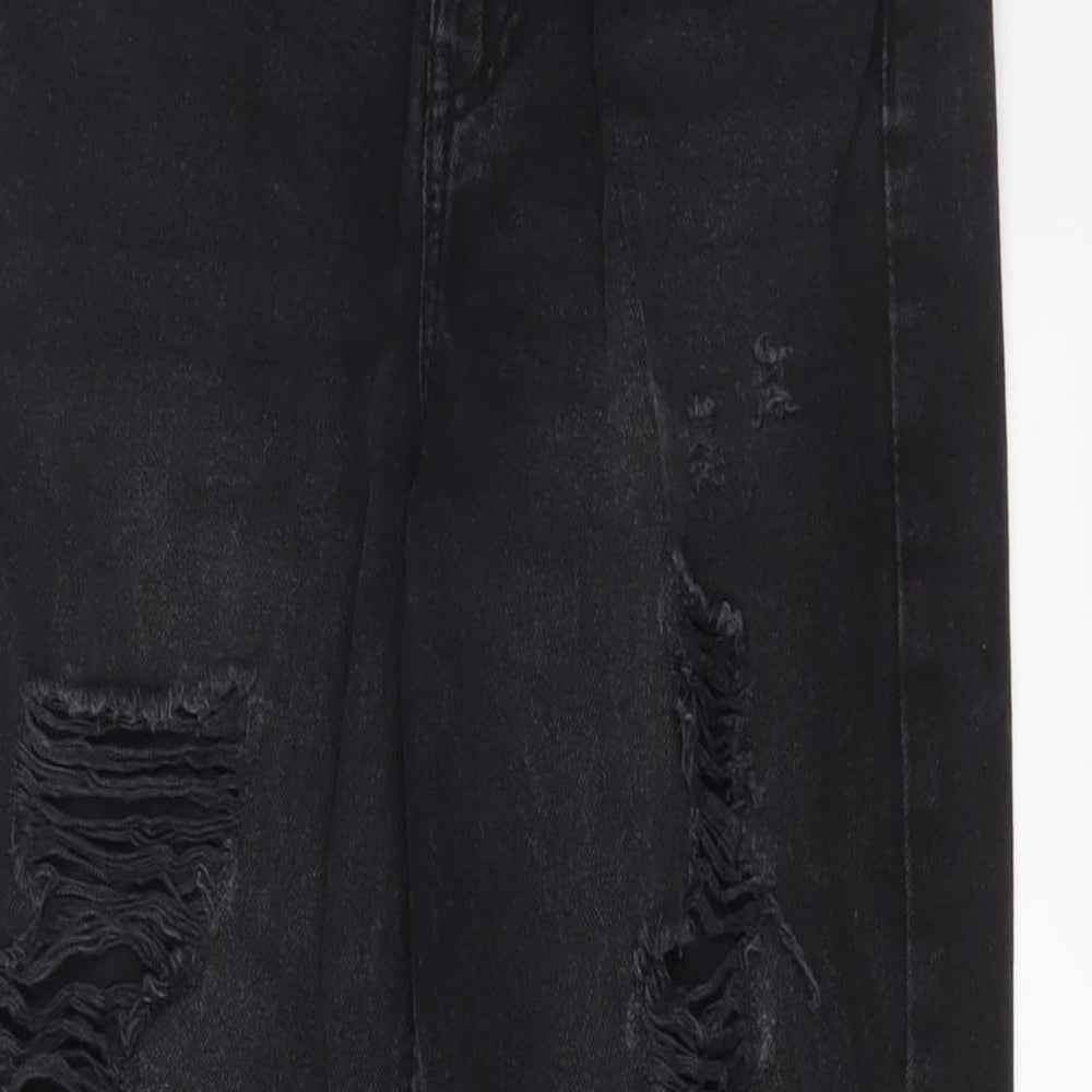 Denim & Co. Womens Grey Cotton Straight Jeans Size 6 L27 in Regular Zip