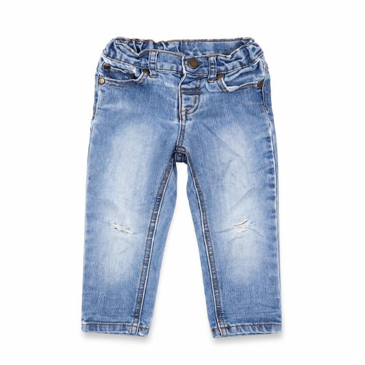 Charlie Boys Blue Cotton Capri Jeans Size 12-18 Months Zip - Pockets