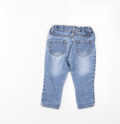 Charlie Boys Blue Cotton Capri Jeans Size 12-18 Months Zip - Pockets