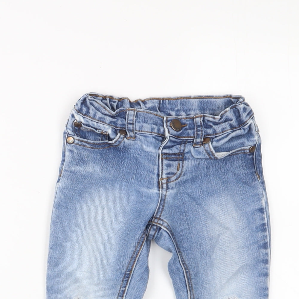 Charlie Boys Blue Cotton Capri Jeans Size 12-18 Months Zip - Pockets