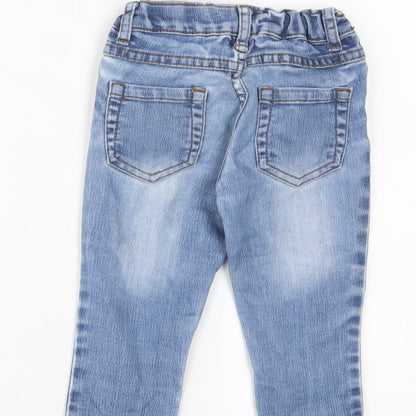 Charlie Boys Blue Cotton Capri Jeans Size 12-18 Months Zip - Pockets