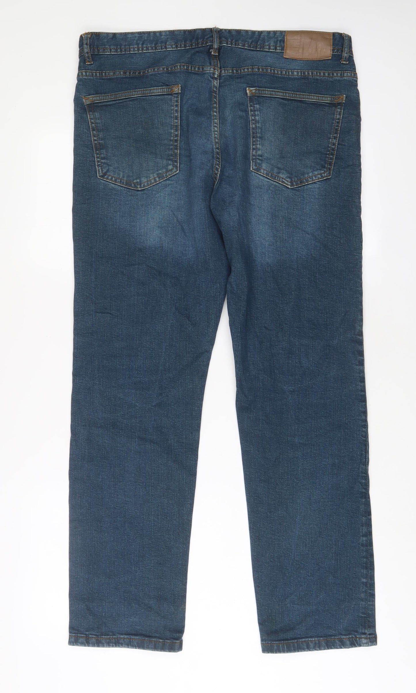Denim & Co. Mens Blue Cotton Straight Jeans Size 36 in L30 in Regular Button