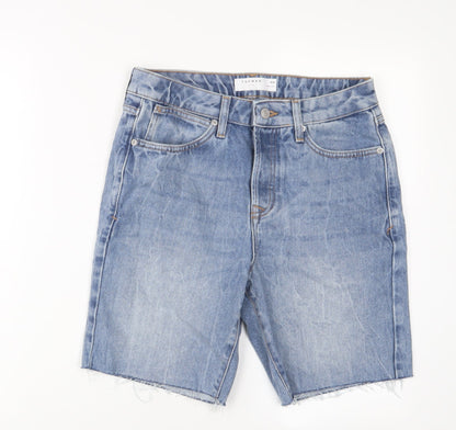Topman Mens Blue Cotton Bermuda Shorts Size 30 in L9 in Slim Zip