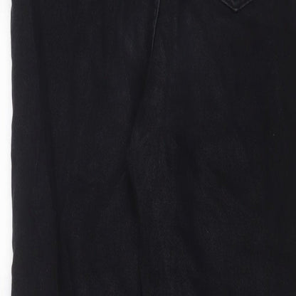 DressYou Womens Black Cotton Straight Jeans Size S L26 in Regular Zip
