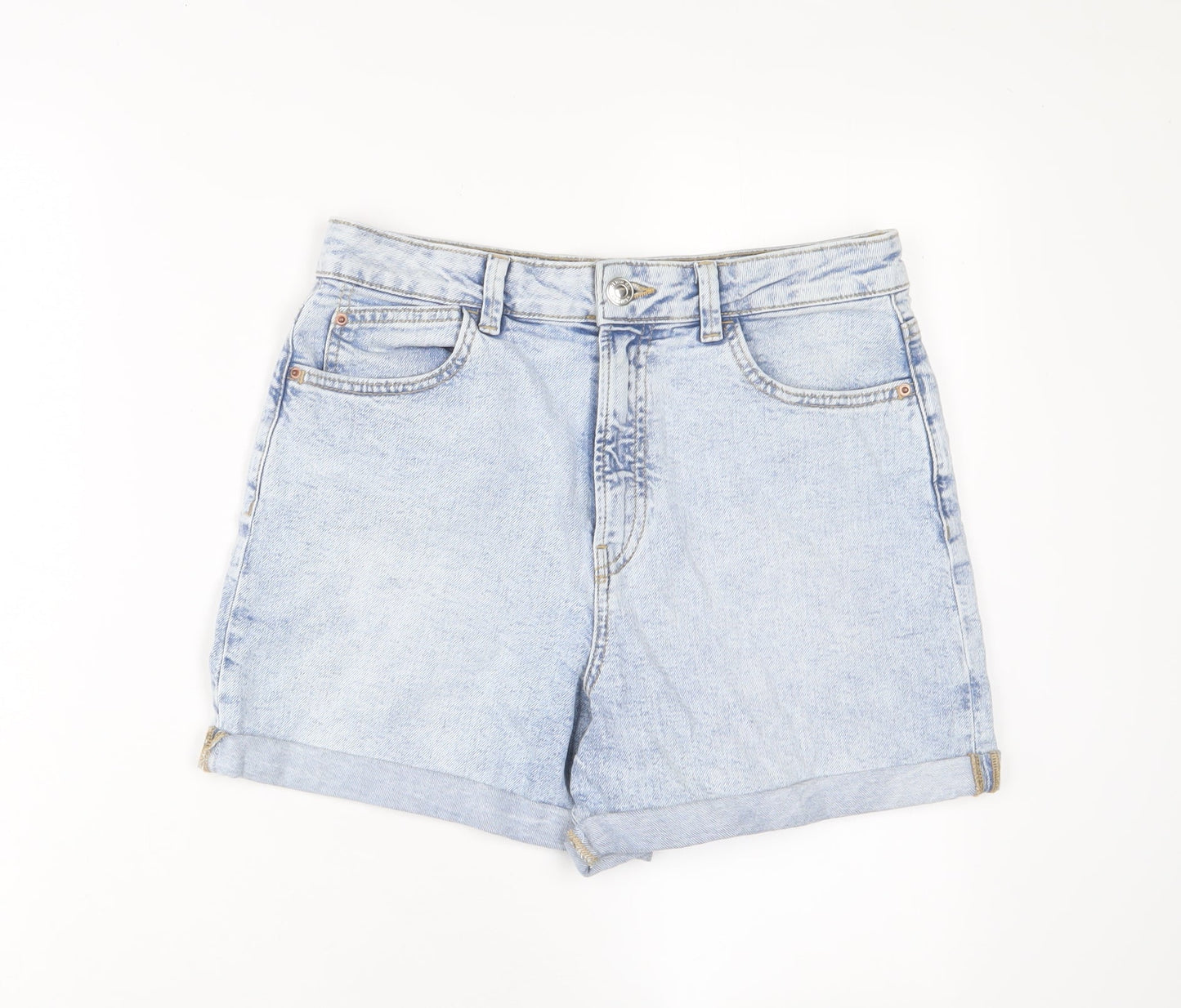 Denim & Co. Womens Blue Cotton Basic Shorts Size 10 L3 in Regular Zip