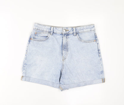 Denim & Co. Womens Blue Cotton Basic Shorts Size 10 L3 in Regular Zip