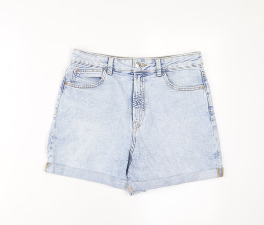 Denim & Co. Womens Blue Cotton Basic Shorts Size 10 L3 in Regular Zip