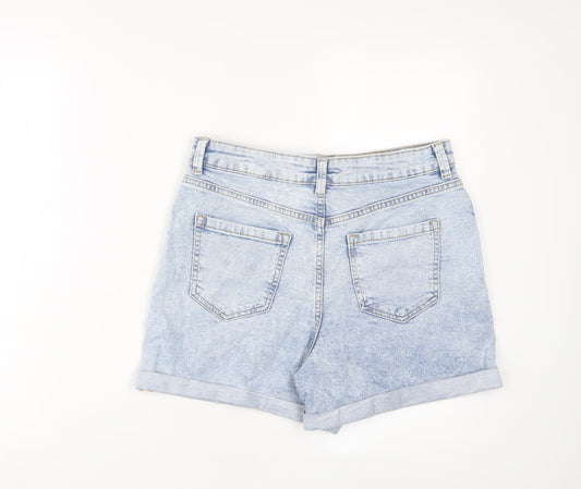 Denim & Co. Womens Blue Cotton Basic Shorts Size 10 L3 in Regular Zip