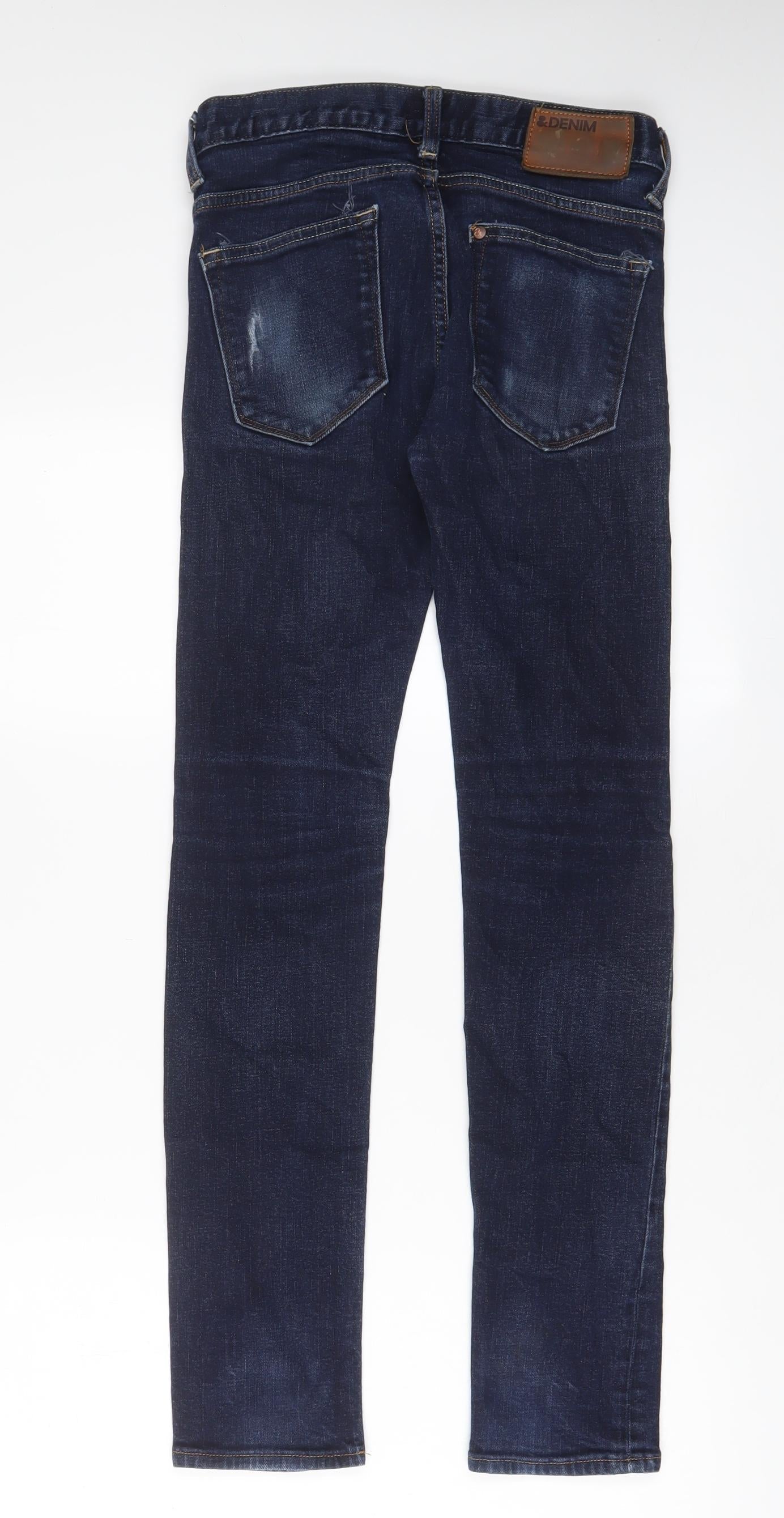 H&M Mens Blue Cotton Straight Jeans Size 28 in L32 in Slim Zip
