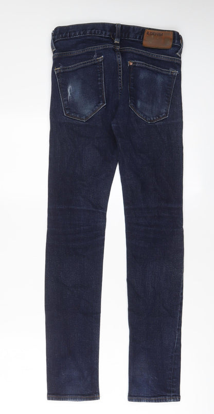 H&M Mens Blue Cotton Straight Jeans Size 28 in L32 in Slim Zip