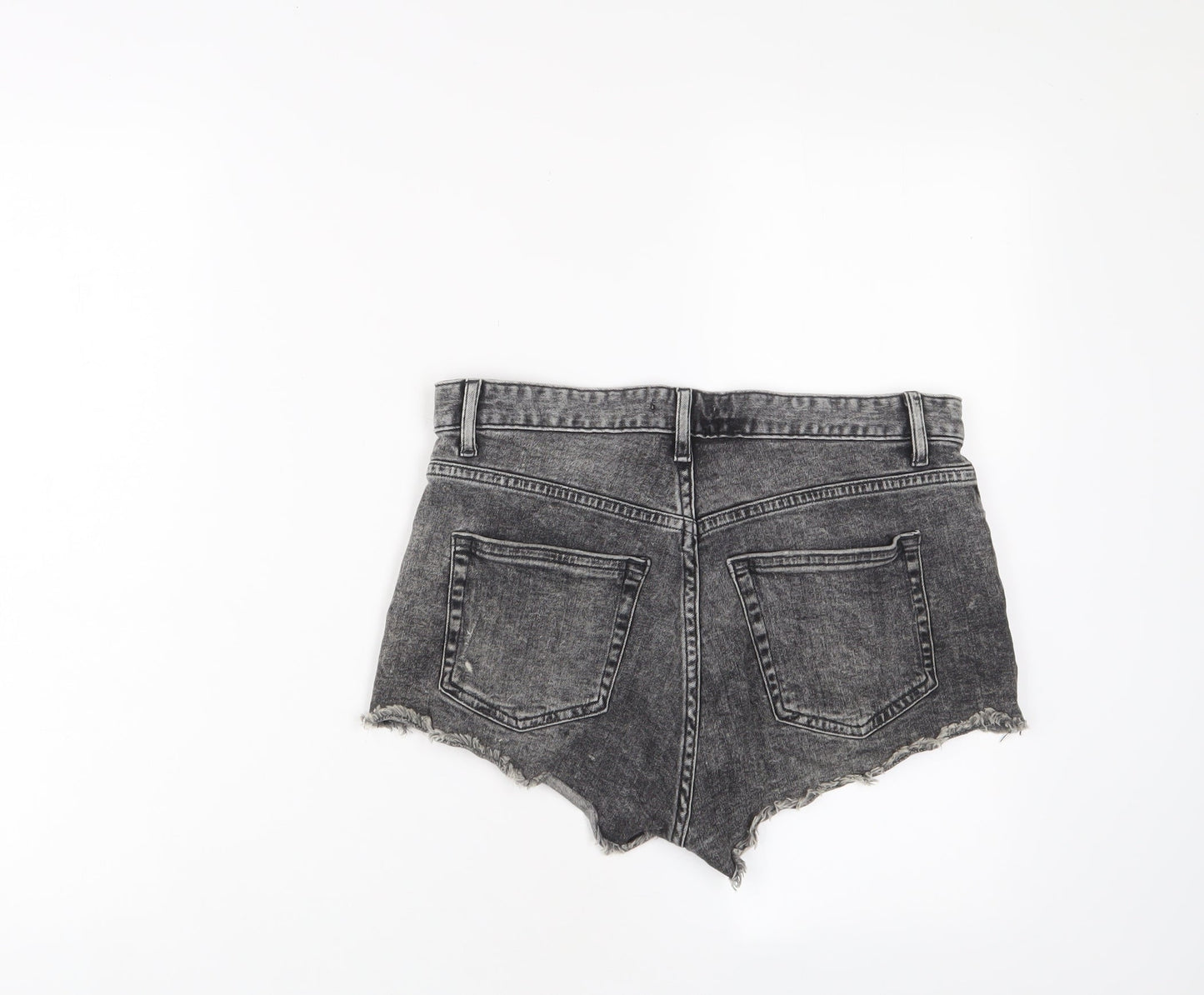 H&M Womens Grey Cotton Hot Pants Shorts Size 8 Regular Zip