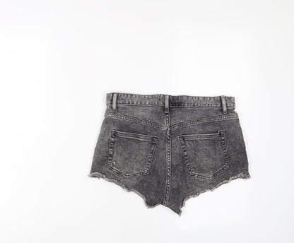 H&M Womens Grey Cotton Hot Pants Shorts Size 8 Regular Zip
