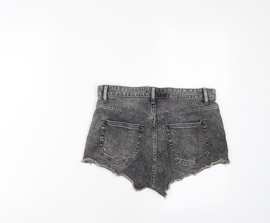 H&M Womens Grey Cotton Hot Pants Shorts Size 8 Regular Zip