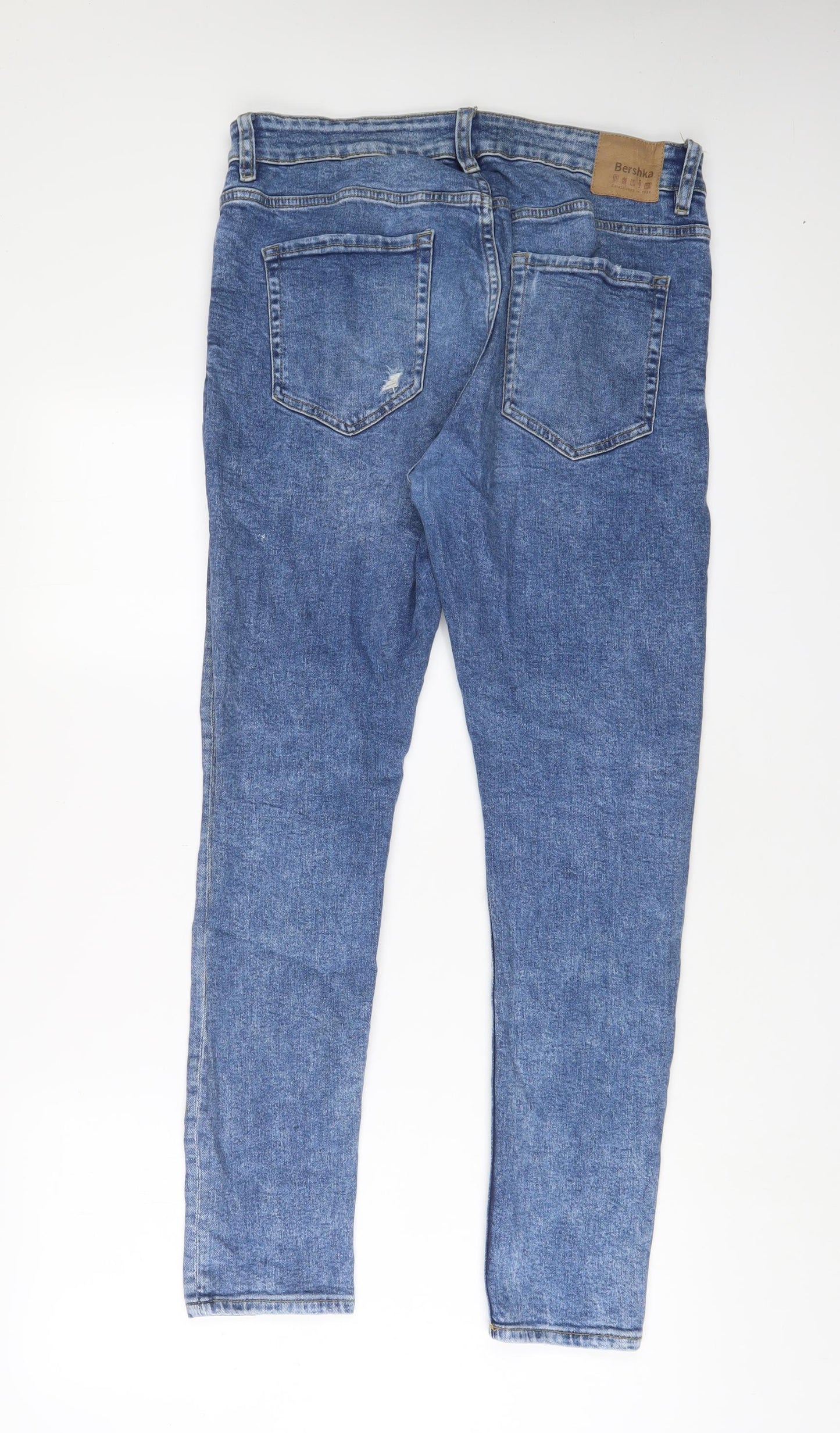 Bershka Womens Blue Cotton Skinny Jeans Size 32 in L29 in Regular Zip