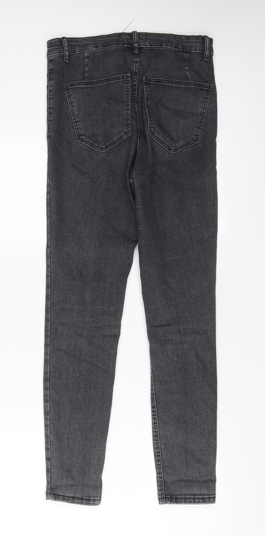 Zara Womens Grey Cotton Skinny Jeans Size 10 L28 in Regular Zip