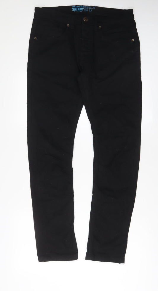 Easy Mens Black Cotton Skinny Jeans Size 32 in L32 in Regular Zip
