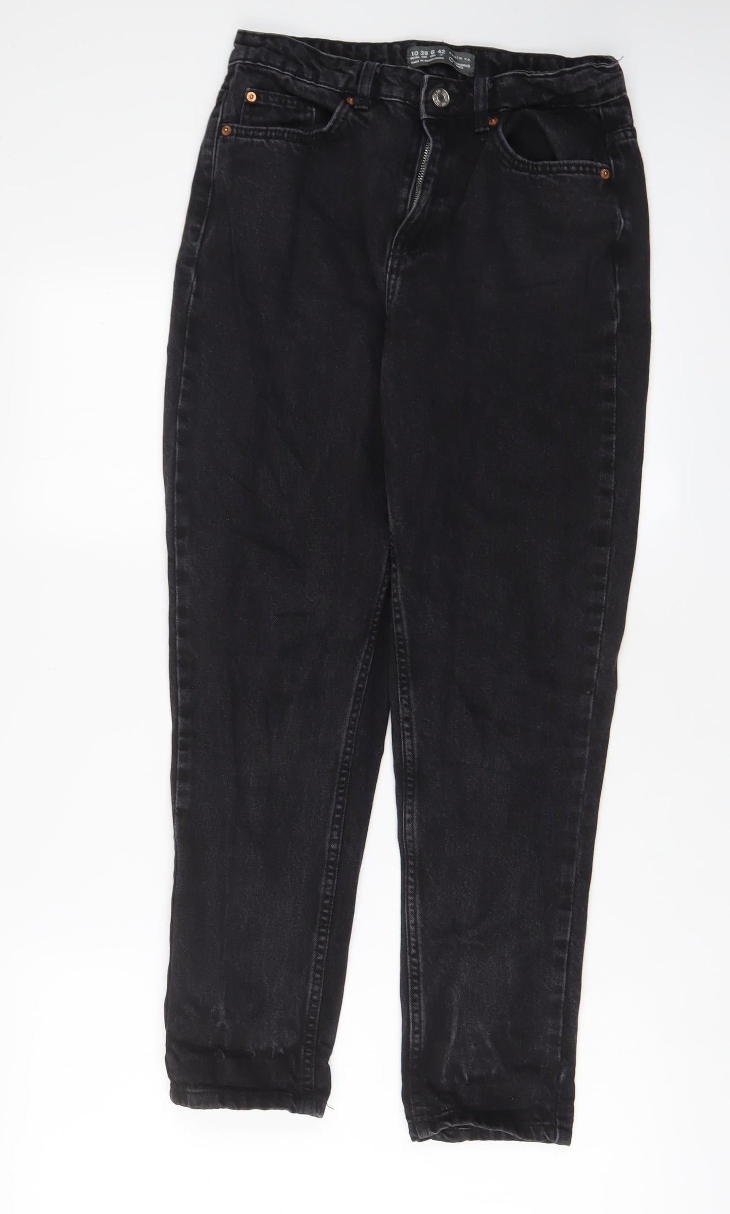 Denim & Co. Womens Black Cotton Straight Jeans Size 10 L28 in Regular Zip