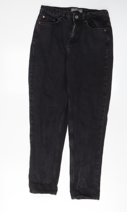 Denim & Co. Womens Black Cotton Straight Jeans Size 10 L28 in Regular Zip