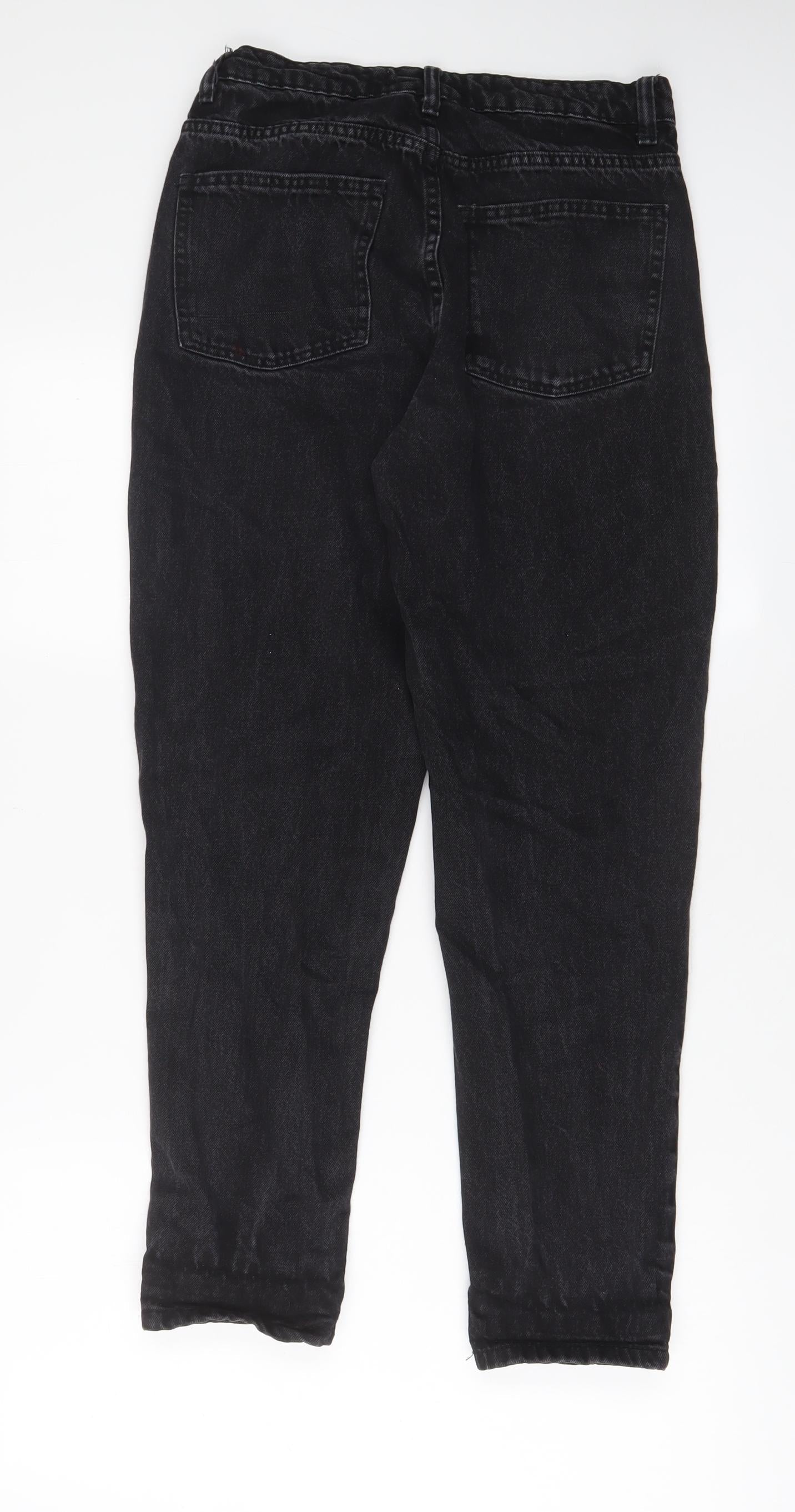 Denim & Co. Womens Black Cotton Straight Jeans Size 10 L28 in Regular Zip