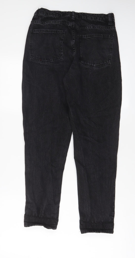 Denim & Co. Womens Black Cotton Straight Jeans Size 10 L28 in Regular Zip