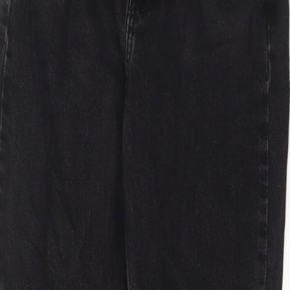 Denim & Co. Womens Black Cotton Straight Jeans Size 10 L28 in Regular Zip