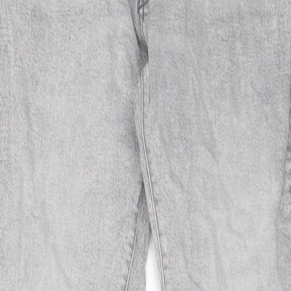 Topman Mens Grey Cotton Straight Jeans Size 32 in L32 in Regular Button